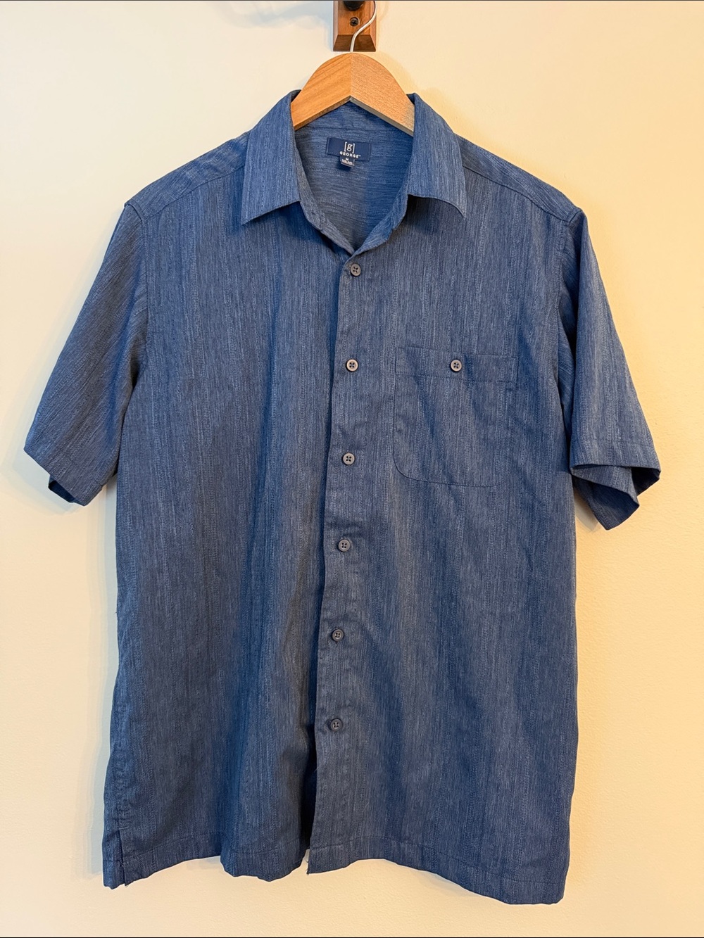 George Denim Blue Lightweight Short-Sleeve Button-Down Shirt